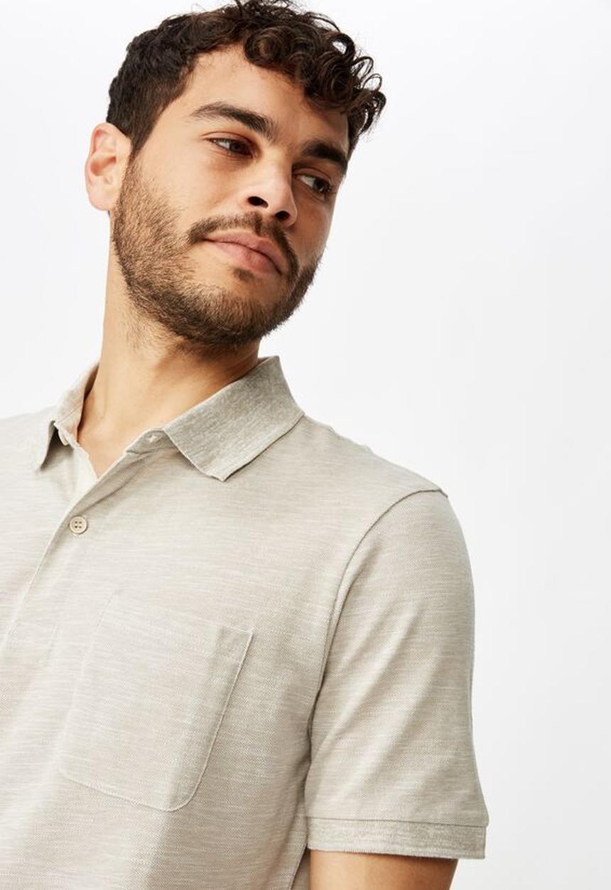 Cotton On - Brunswick slub polo - oatmeal texture