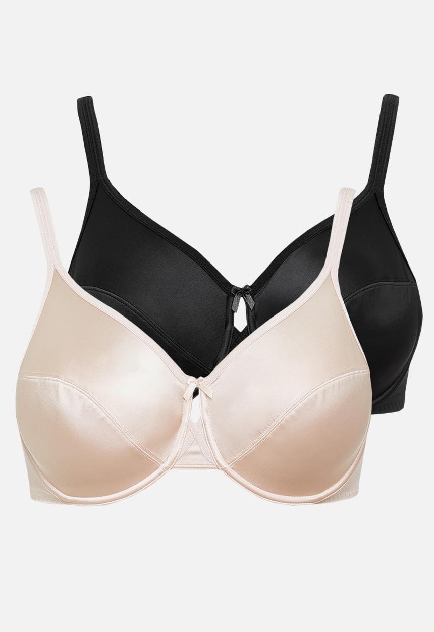Playtex - Shimmer twin pack bra extended - black & neutral
