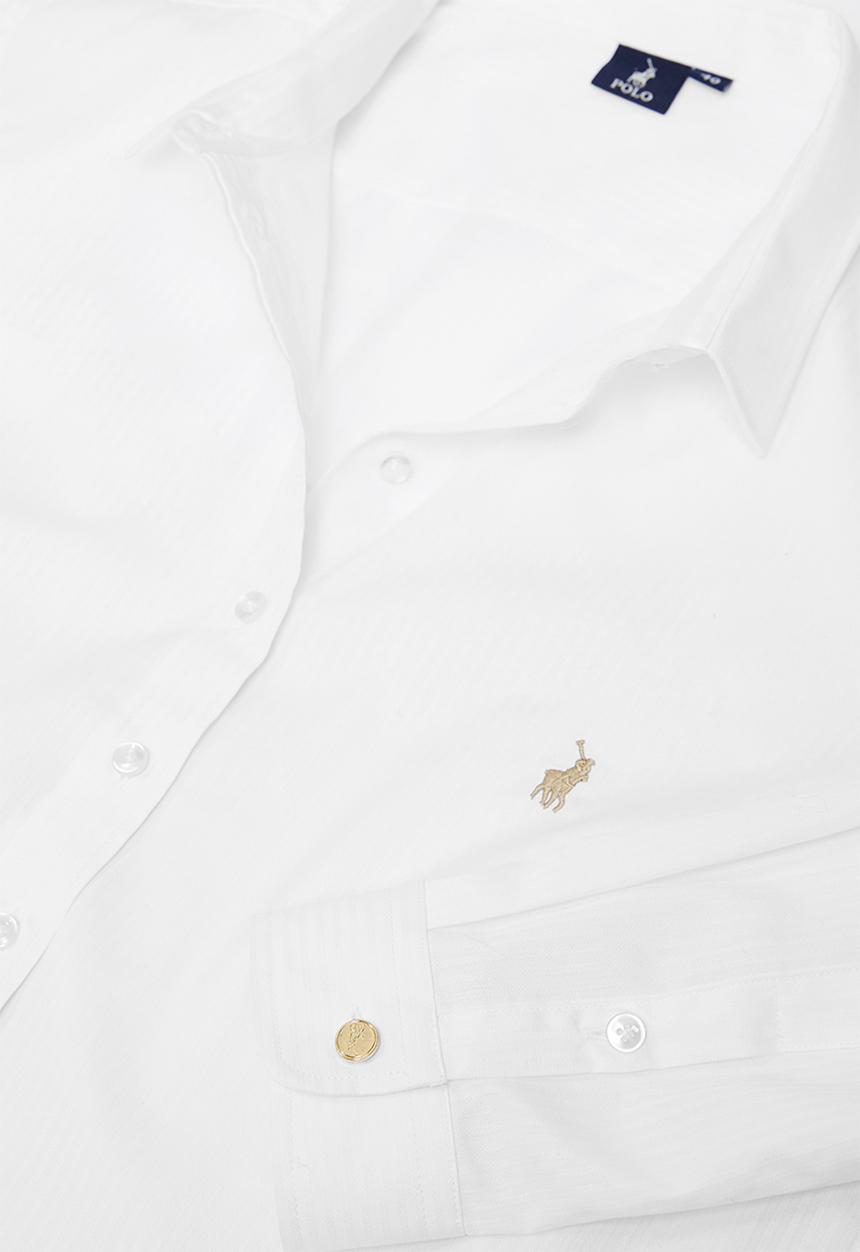 POLO - Plus size laura dobby shirt - white