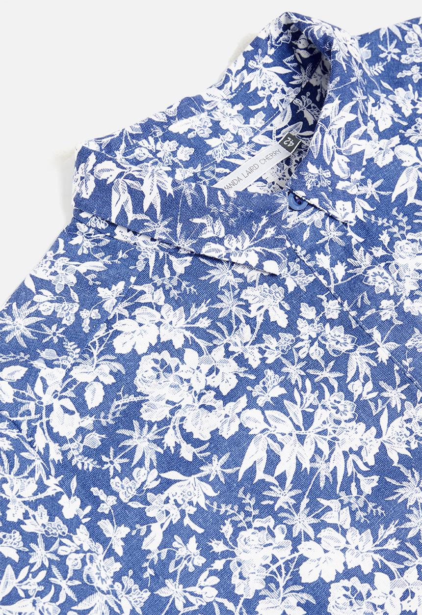 AMANDA LAIRD CHERRY - Relaxed tunic with shirt collar - blue & white