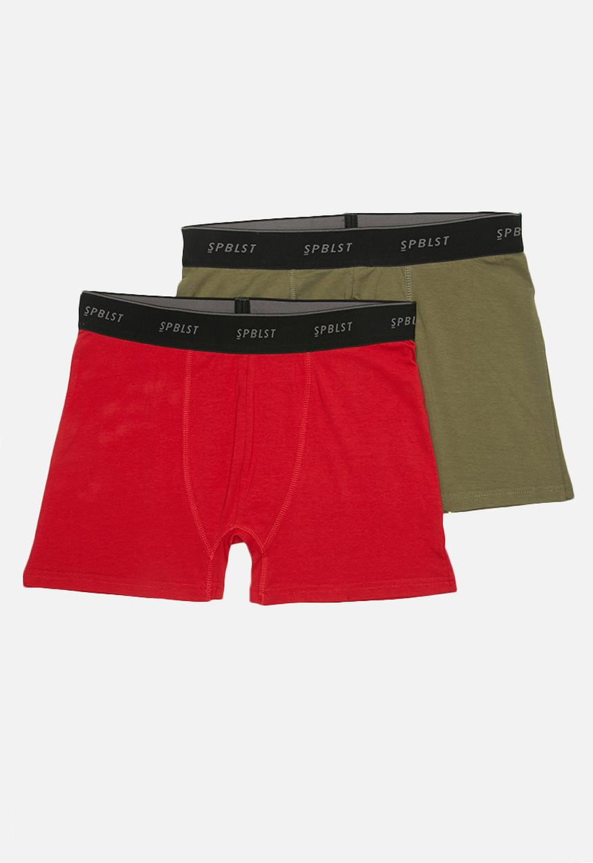 Superbalist - 2-pack Tex boxer briefs - khaki green/red