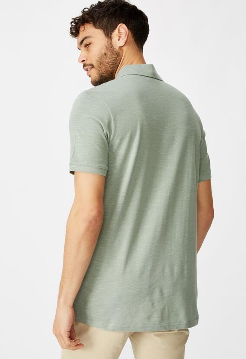Cotton On - Brunswick slub polo - antique green texture