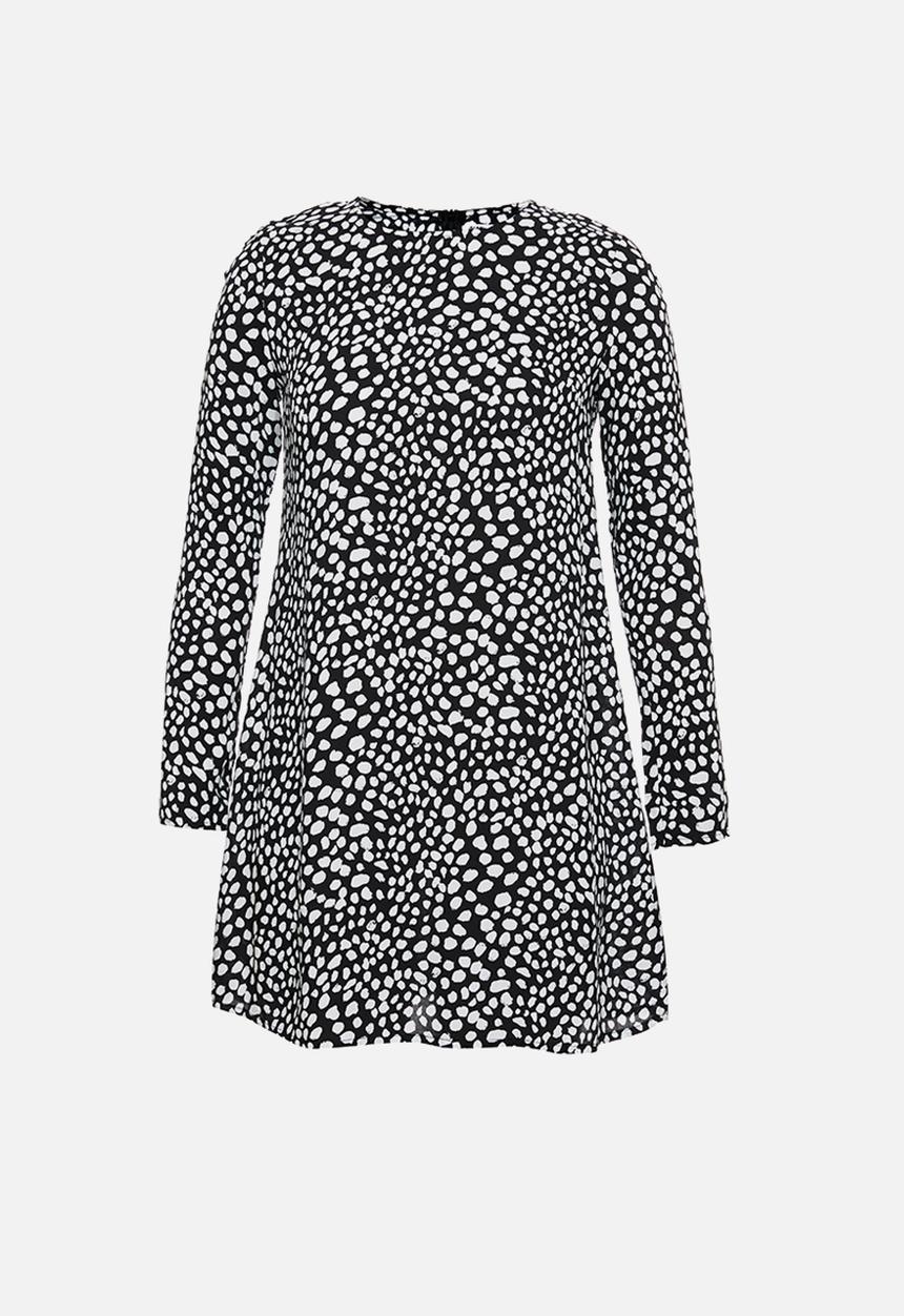 Glamorous - Petite messy spot tunic - black & white 