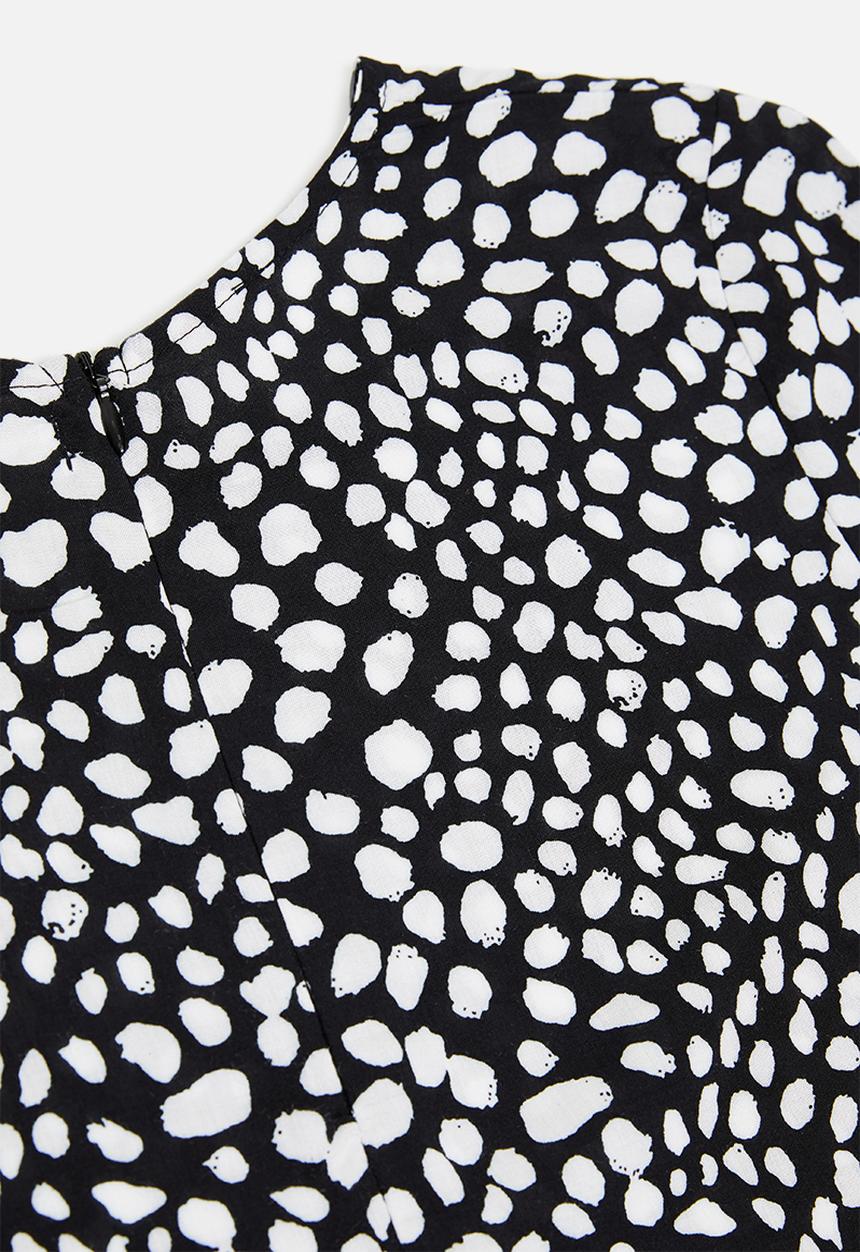 Glamorous - Petite messy spot tunic - black & white 