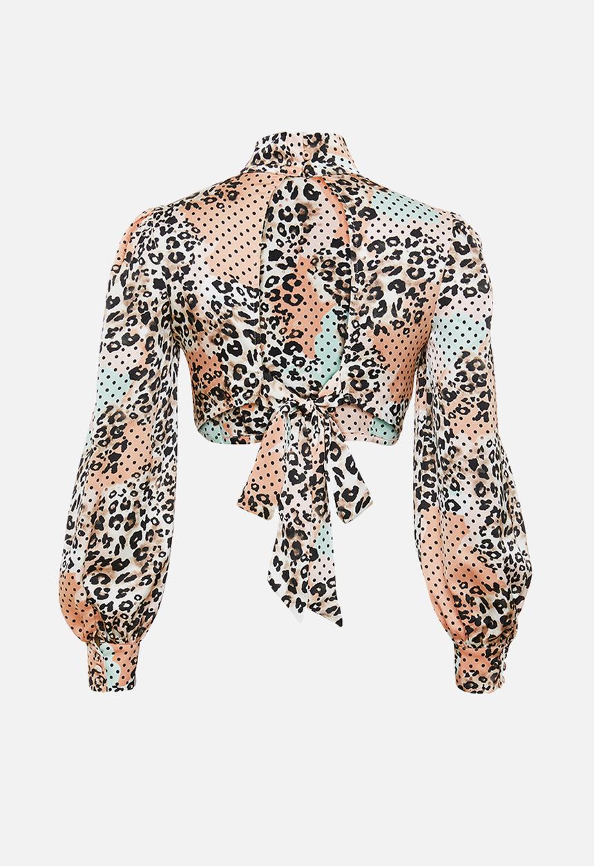 Glamorous - Petite high neck animal blouse - multi
