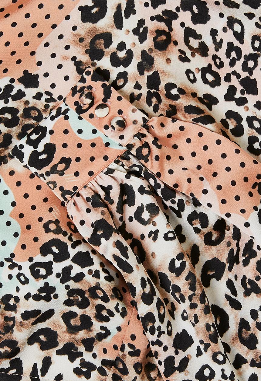Glamorous - Petite high neck animal blouse - multi