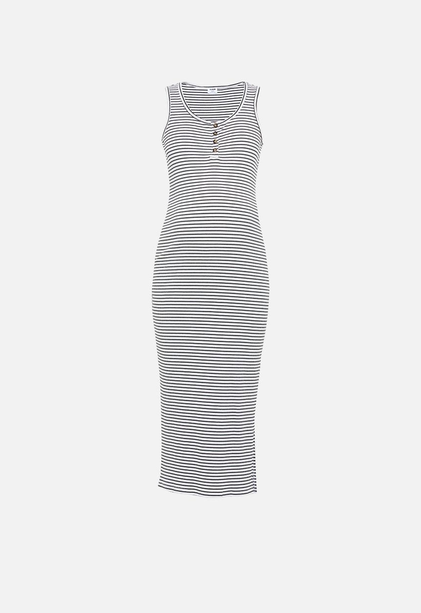 Cotton On - Maternity Henley maxi dress lulu stripes - charcoal & white 