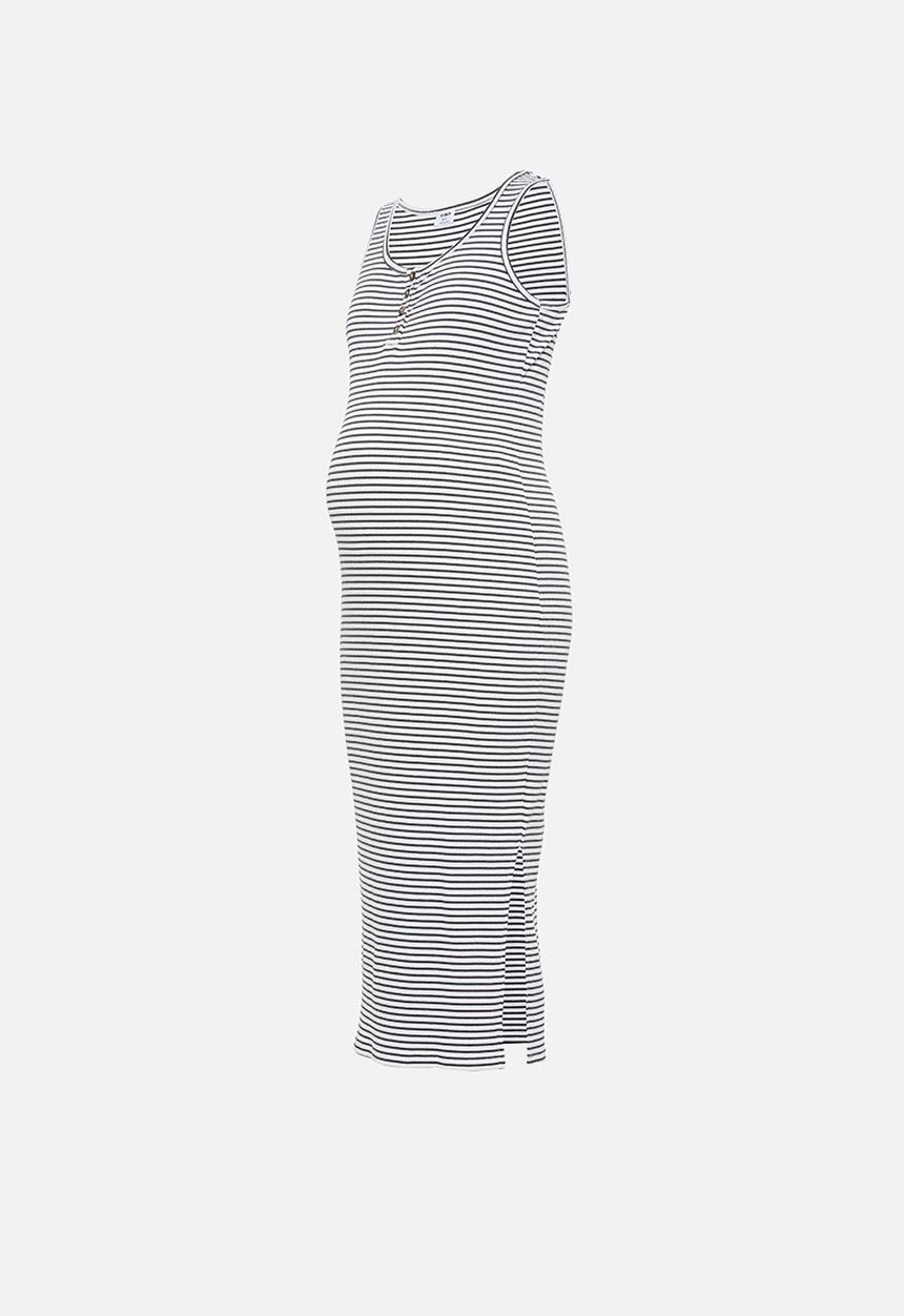 Cotton On - Maternity Henley maxi dress lulu stripes - charcoal & white 