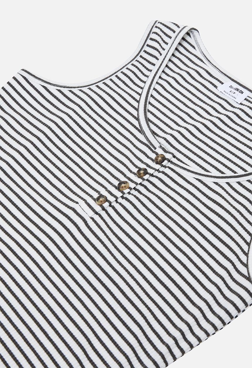 Cotton On - Maternity Henley maxi dress lulu stripes - charcoal & white 