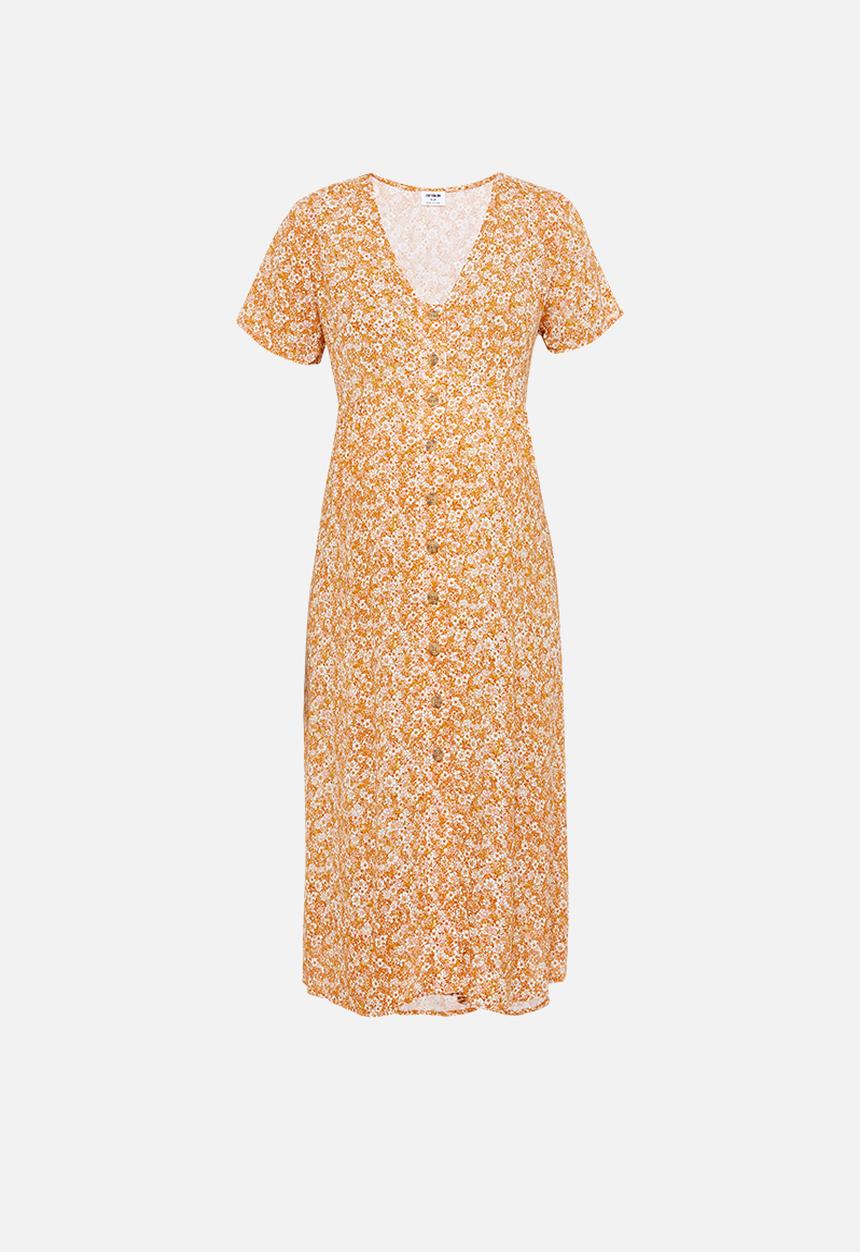 Cotton On - Maternity woven button front midi dress stephanie floral - rust 