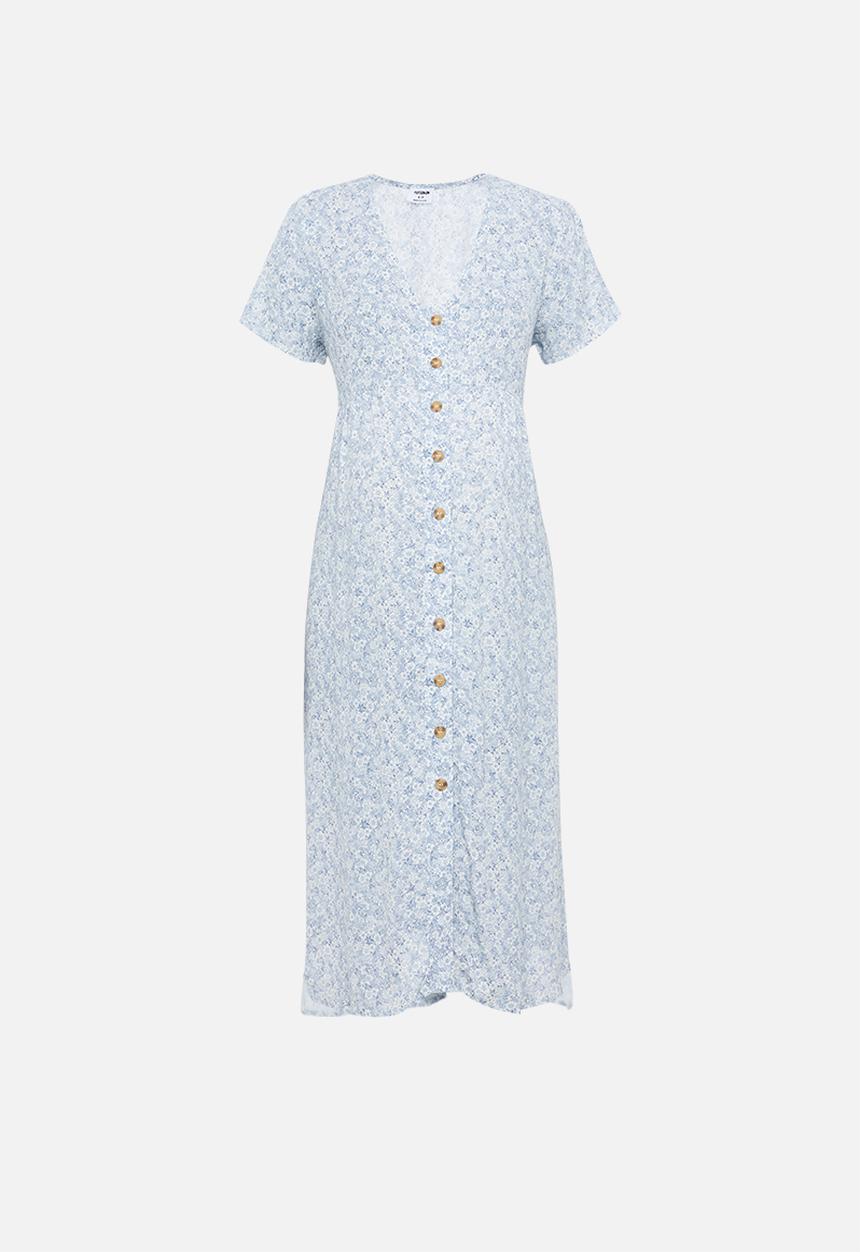 Cotton On - Maternity woven button front midi dress stephanie floral - blue