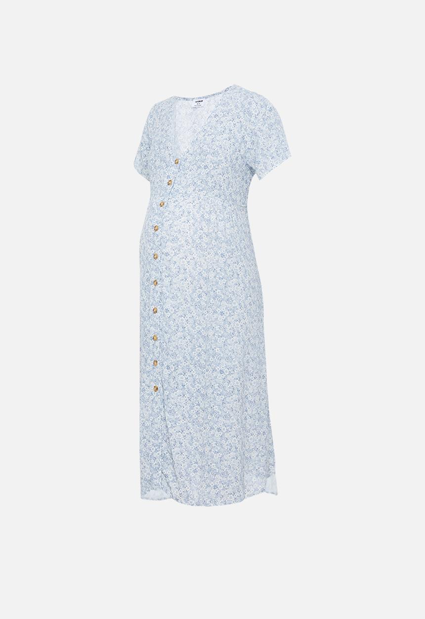 Cotton On - Maternity woven button front midi dress stephanie floral - blue