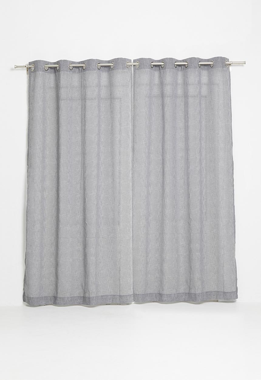 Sixth Floor - Self stripe eyelet curtain - charcoal