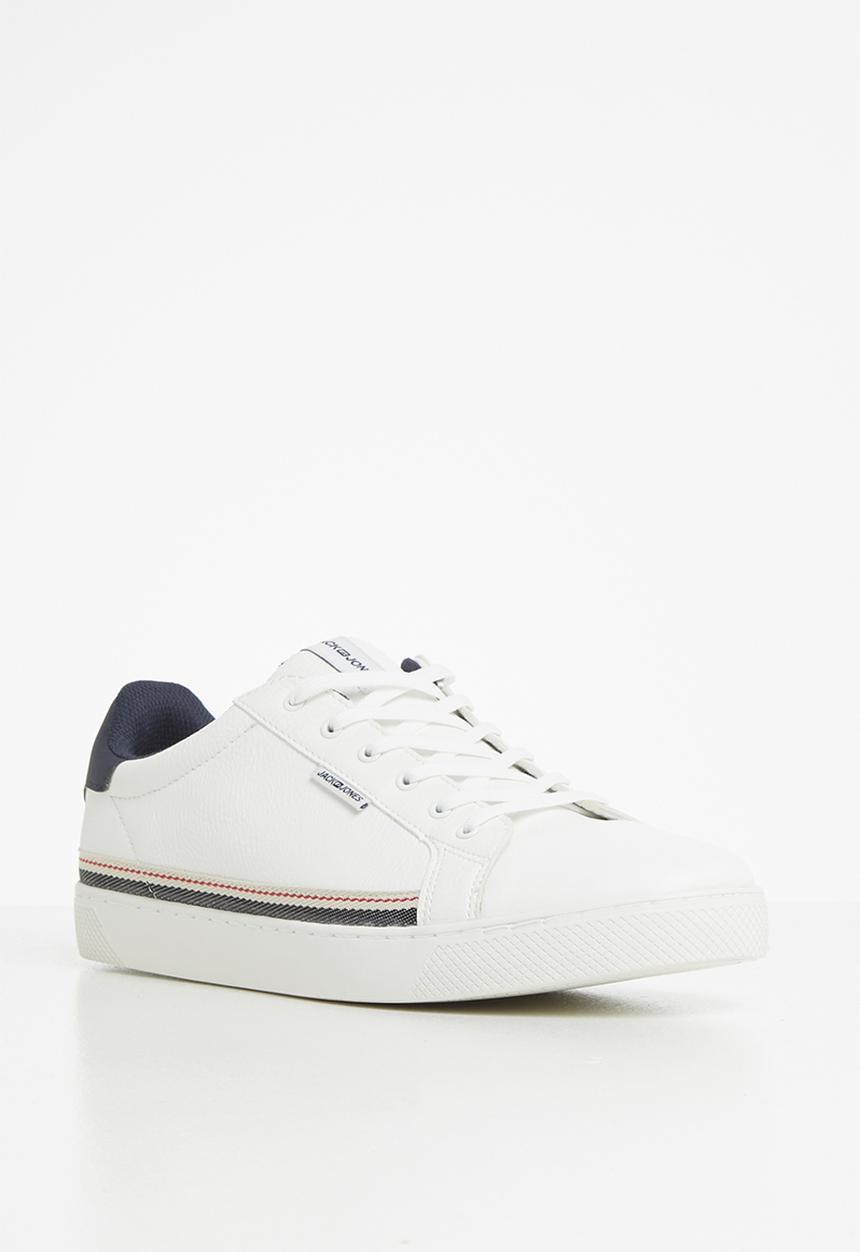 Jack & Jones - Trent stripe sneaker - white & navy 