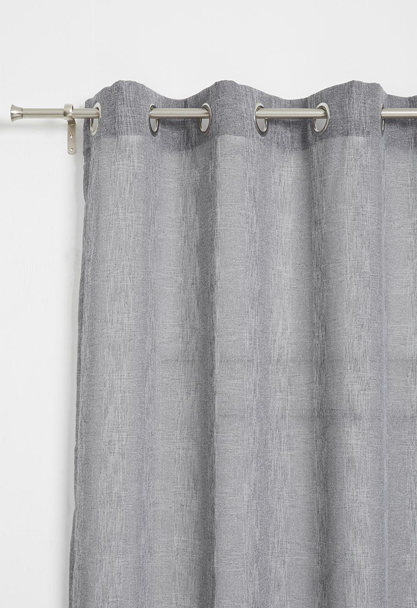 Sixth Floor - Self stripe extra length eyelet curtain - charcoal