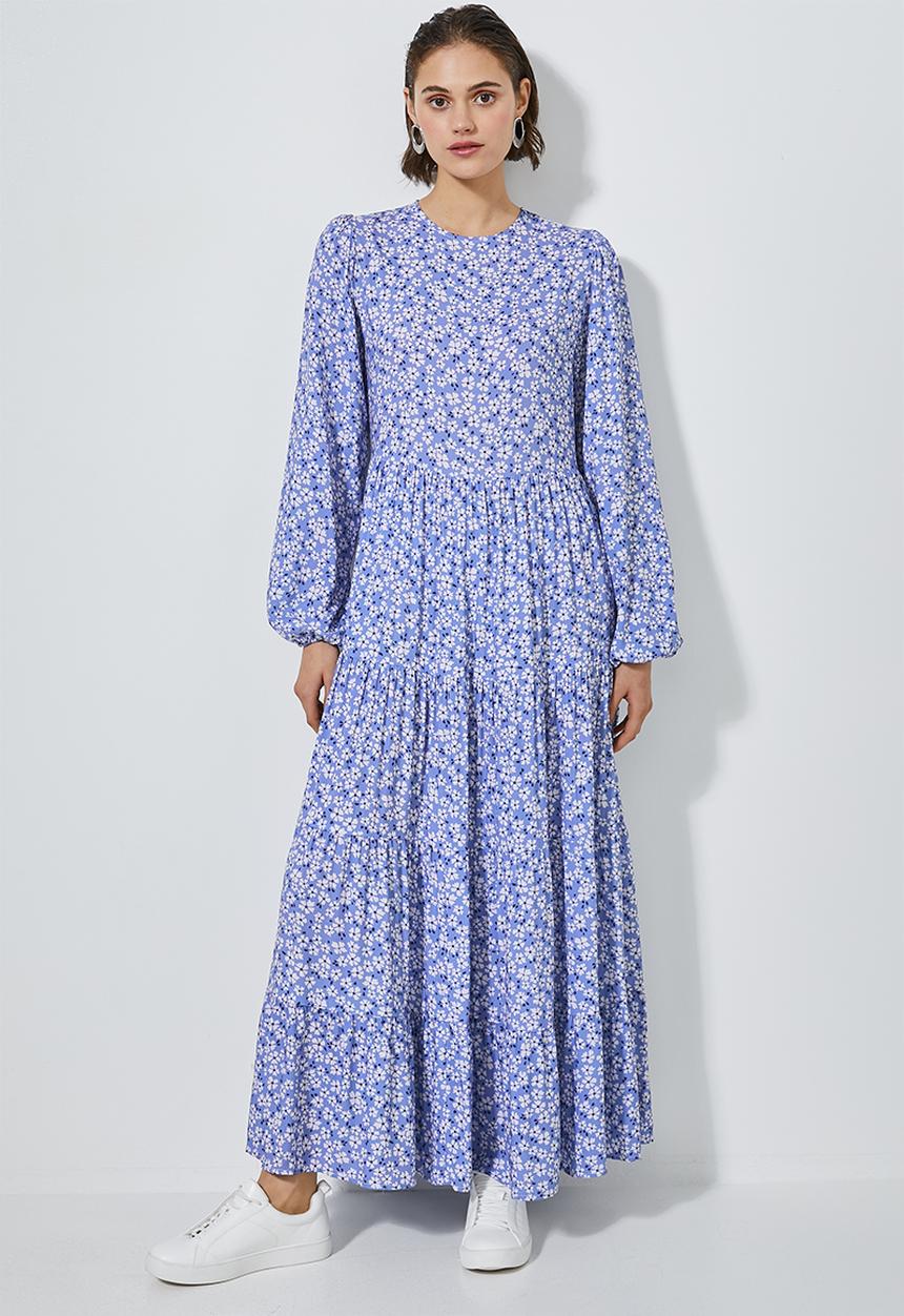 Superbalist - Maxi tiered dress - blue & white 
