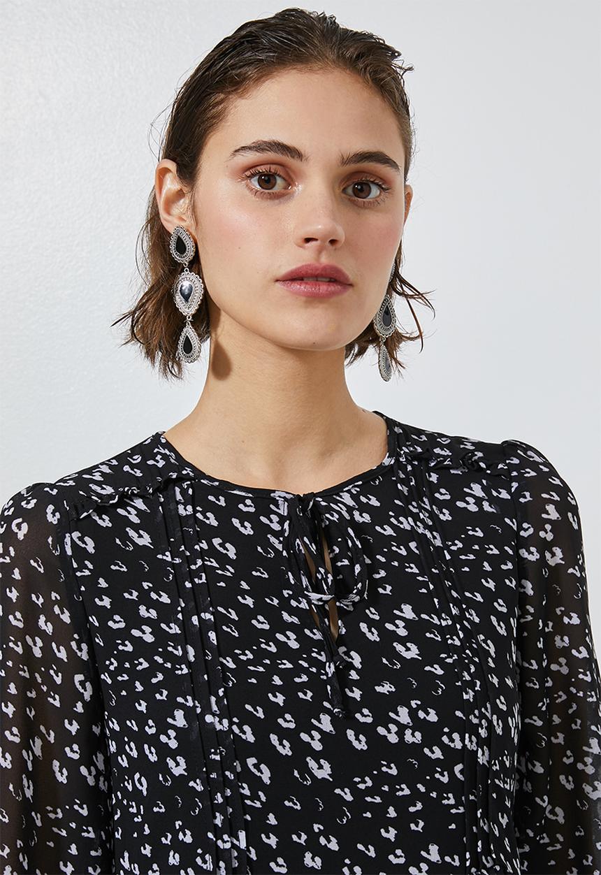 Superbalist - Chiffon babydoll dress - black & white 