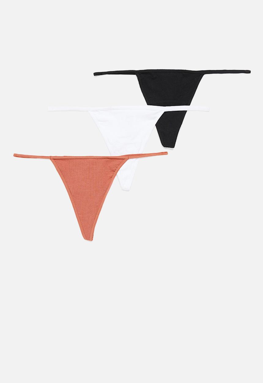 Cotton On - Cotton flat elastic g-string brief set - multi