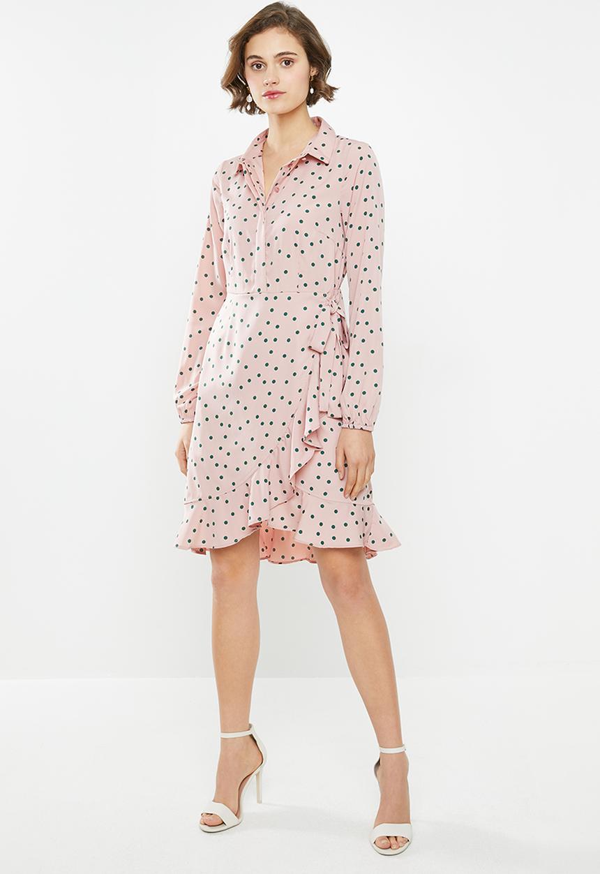 Vero Moda - Windy henna long sleeve shirt dress - lilac & green 