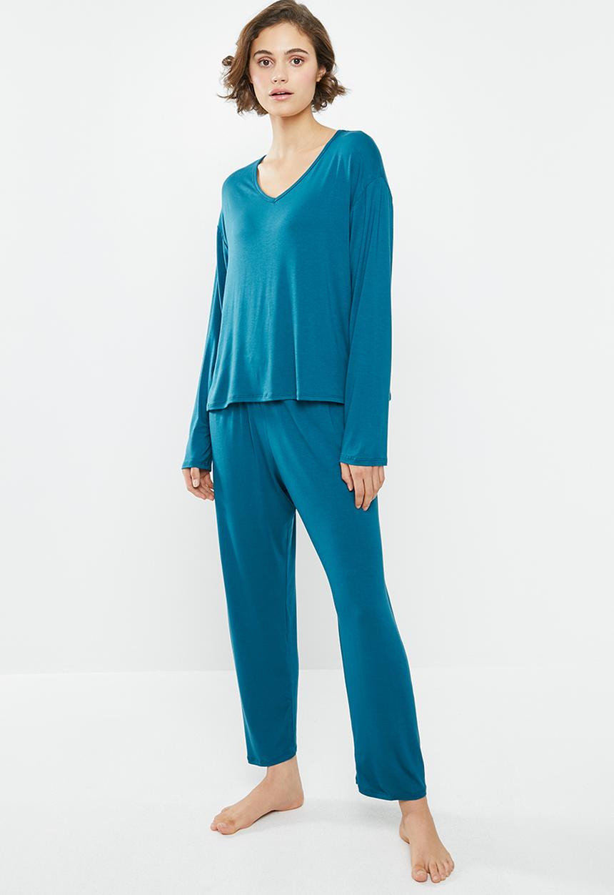 Superbalist - V-neck sleep top & pants set - teal