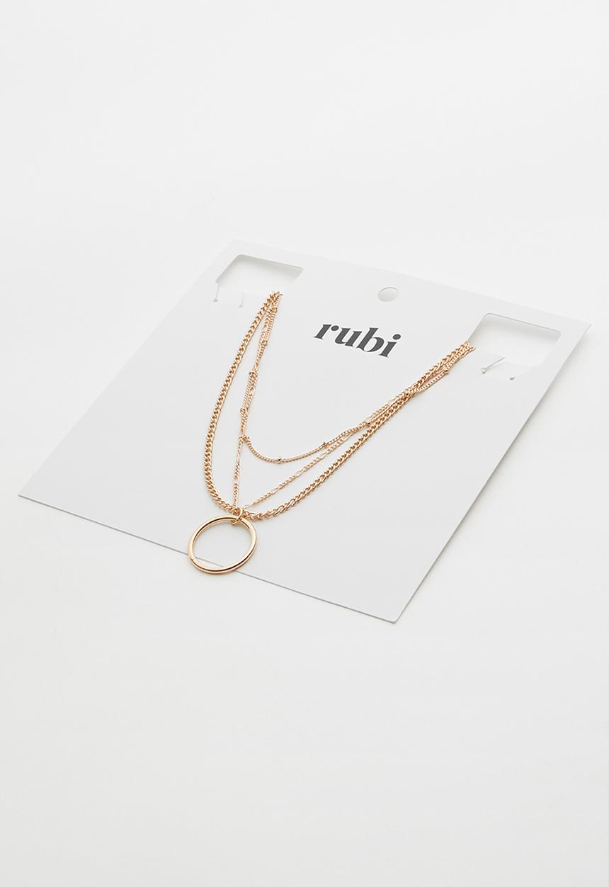 Rubi - Minimalist circle trinkets necklace - gold