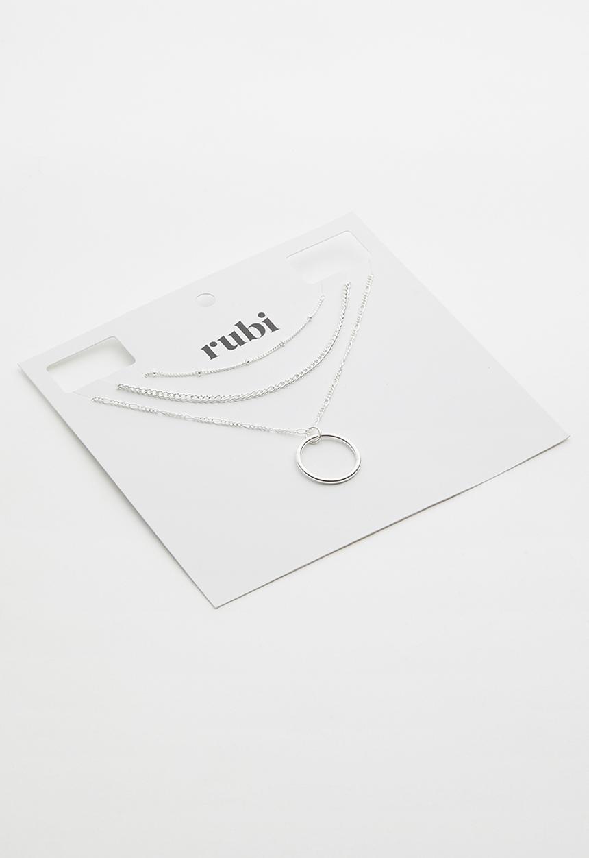 Rubi - Minimalist circle trinkets necklace - silver
