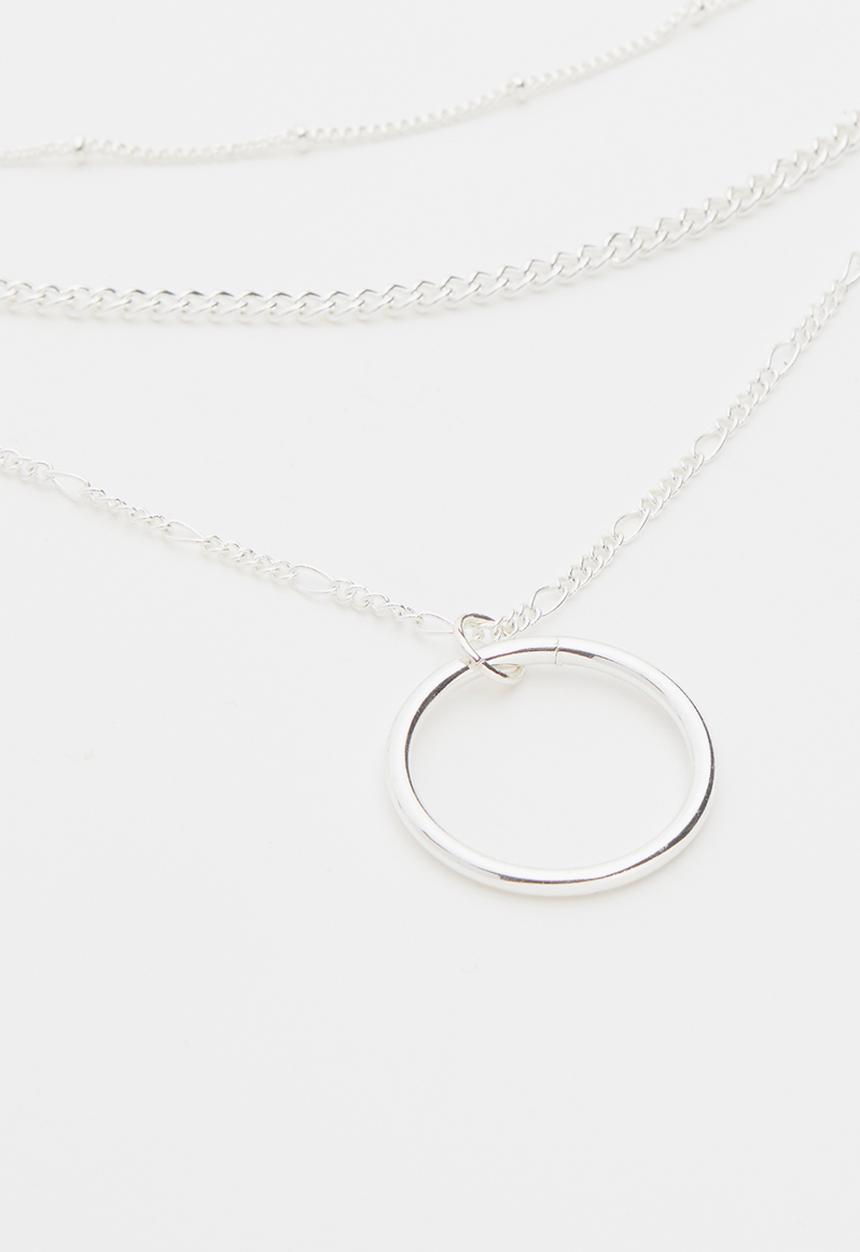Rubi - Minimalist circle trinkets necklace - silver