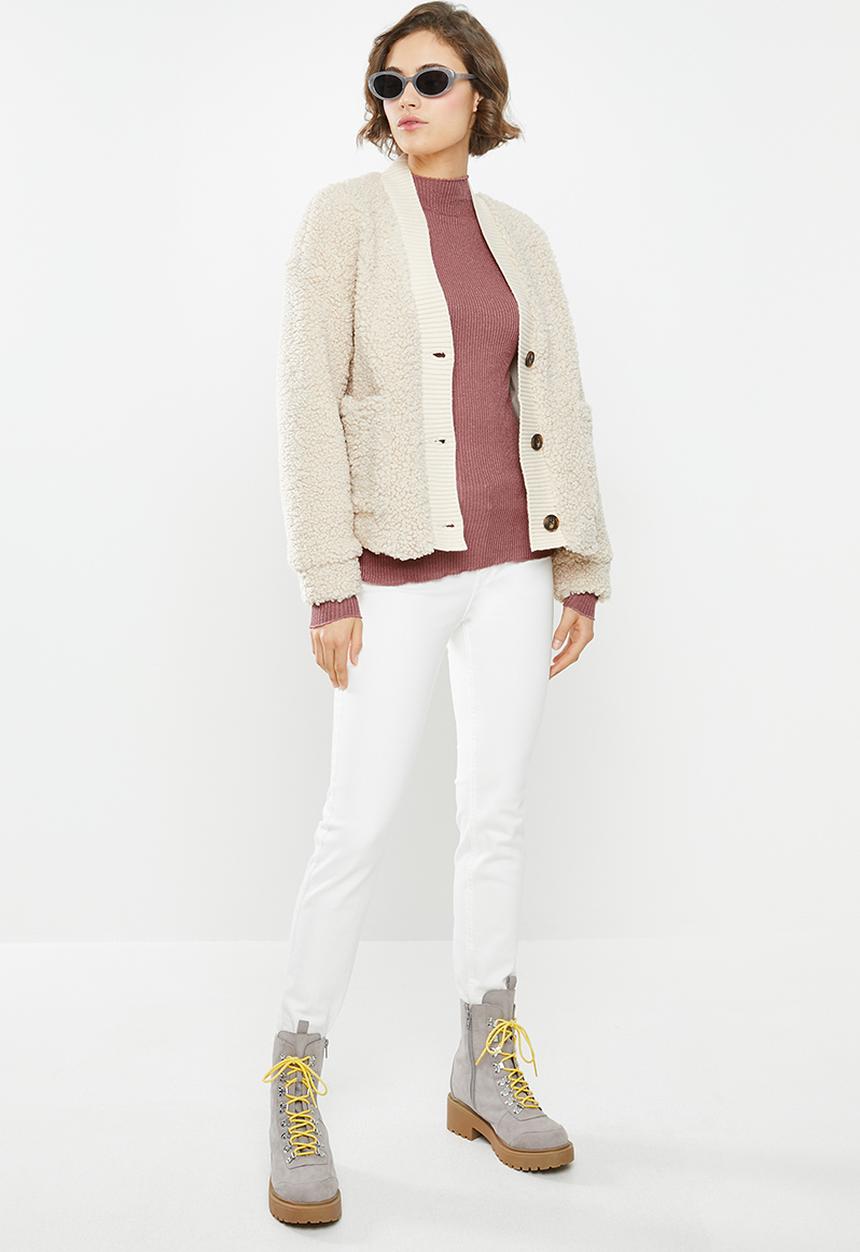 Vero Moda - Ophelia long sleeve high neck frill top - mauve