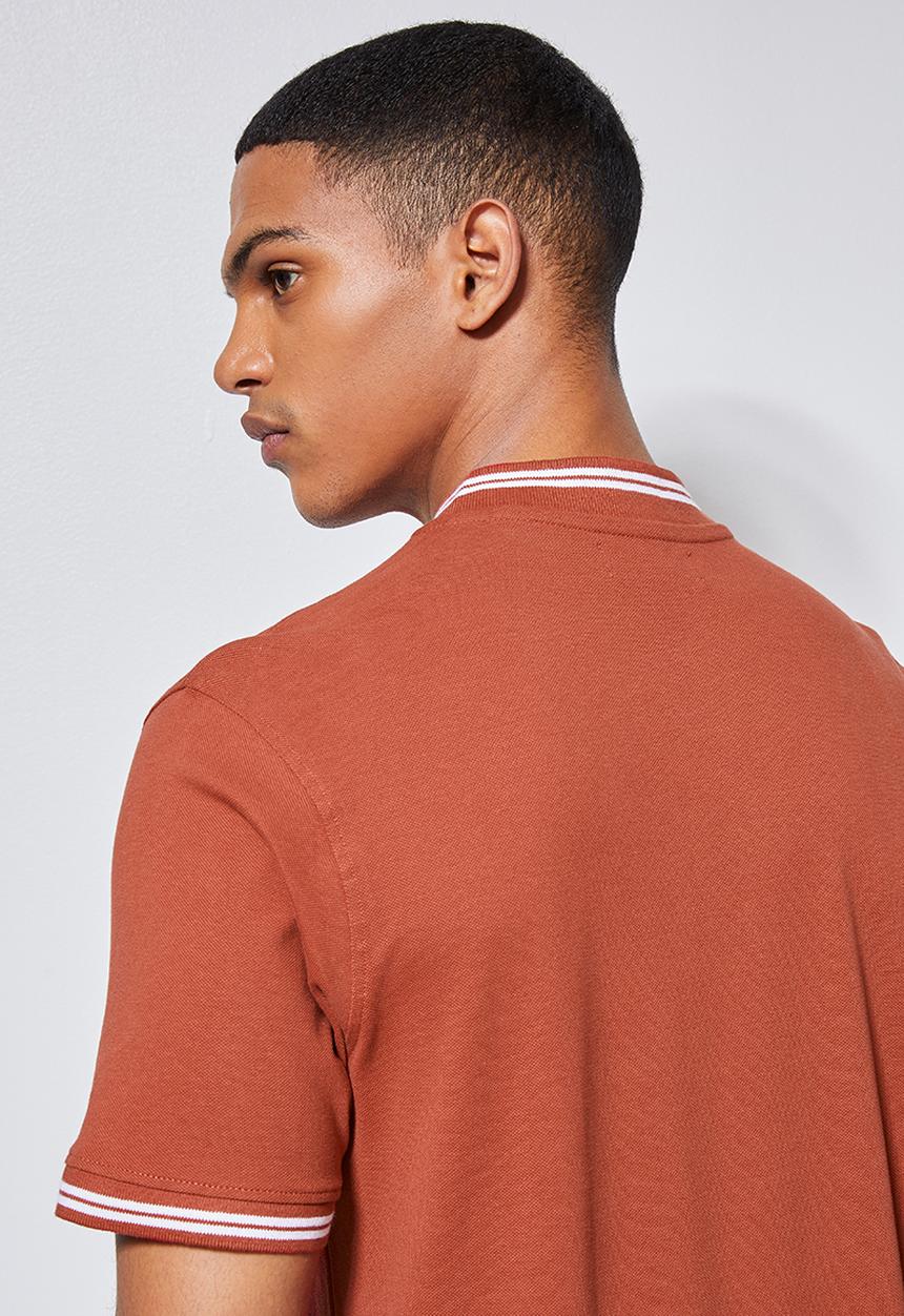 Superbalist - Siya tipped slim pique golfer - rust