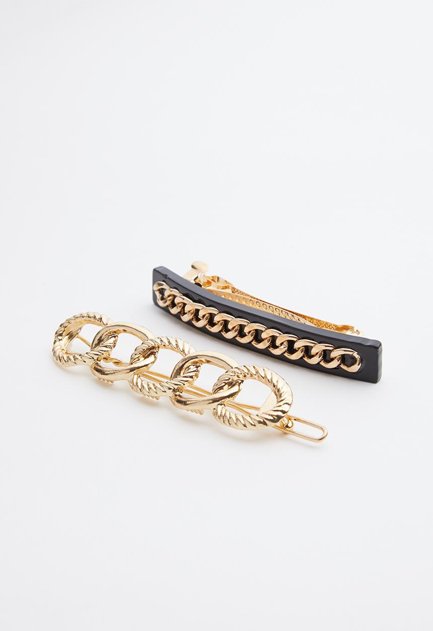 Superbalist - Chain link hair slides - black & gold