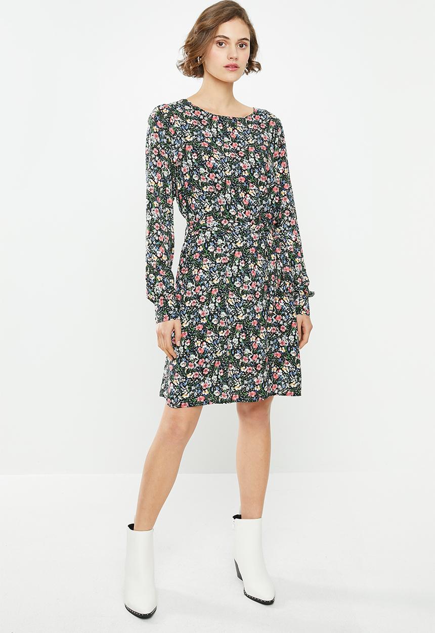 Jacqueline de Yong - Lauryn long sleeve boatneck dress - black