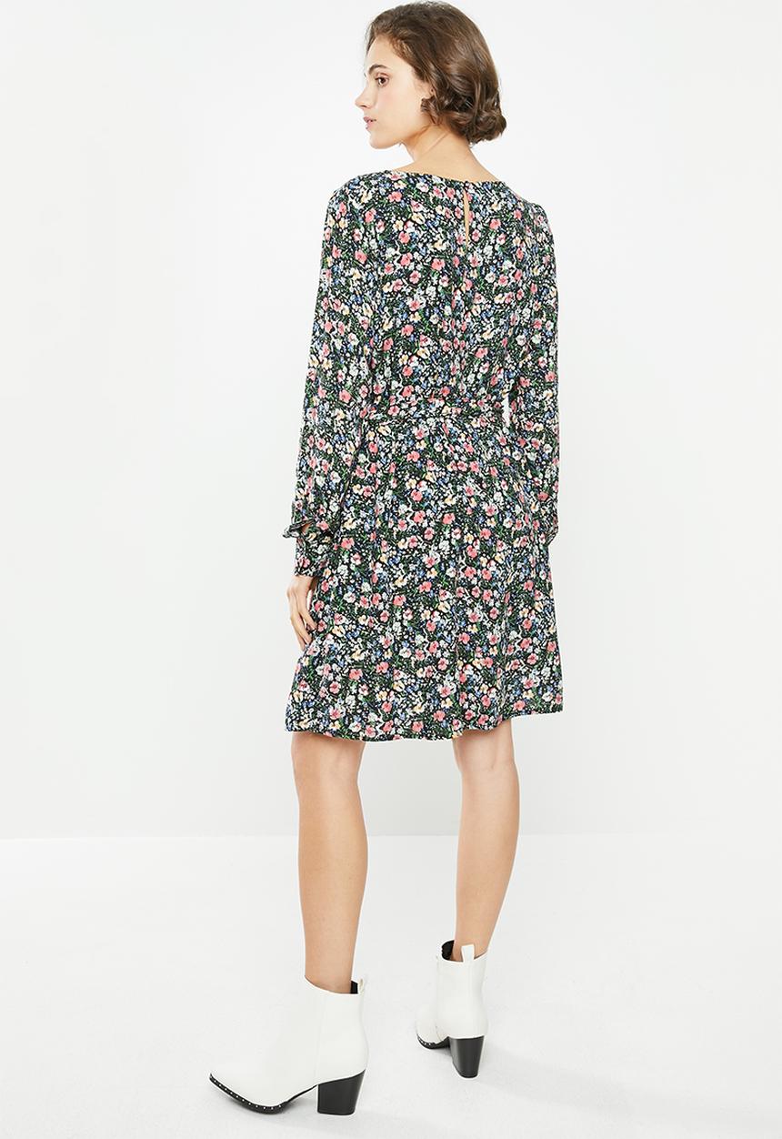 Jacqueline de Yong - Lauryn long sleeve boatneck dress - black