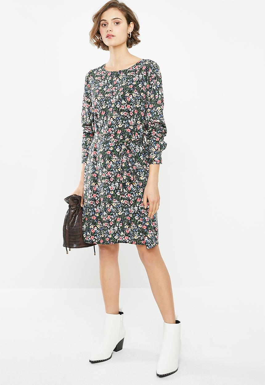 Jacqueline de Yong - Lauryn long sleeve boatneck dress - black