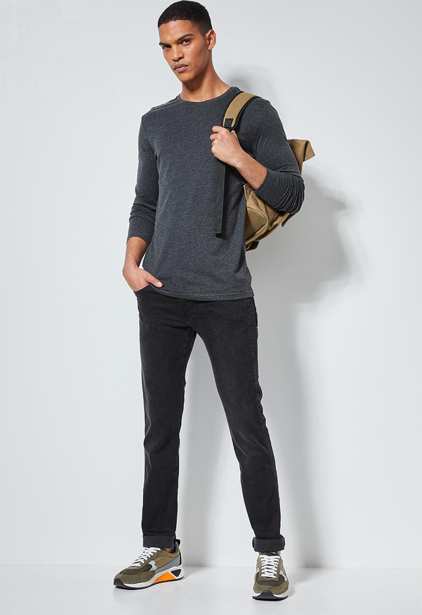Superbalist - Plain crew neck 2 pack tees -  charcoal & fatigue green
