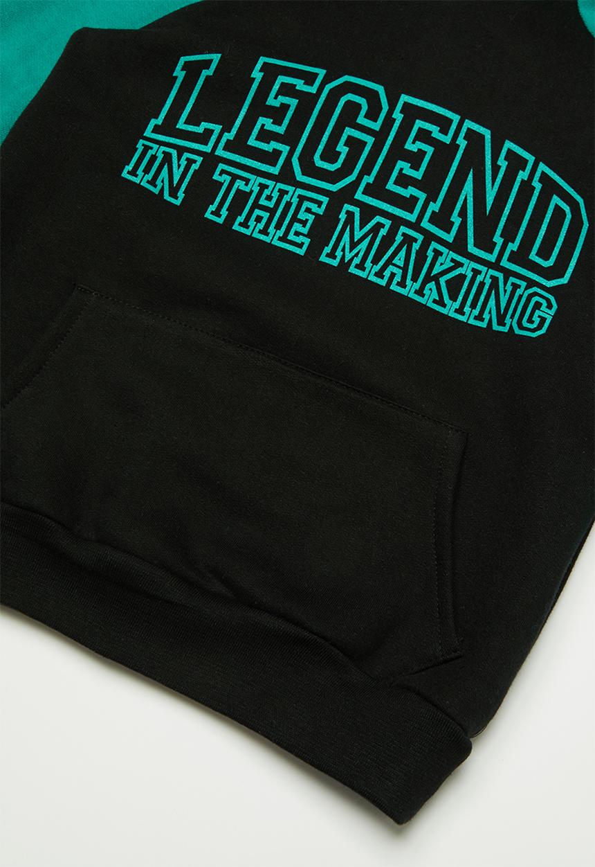 Pop Candy - Colour block raglan hoodie - black & blue