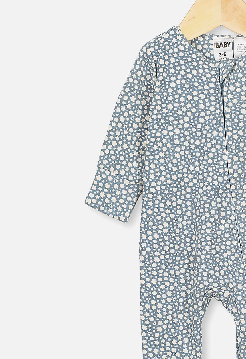 Cotton On - The long sleeve zip romper - blue 