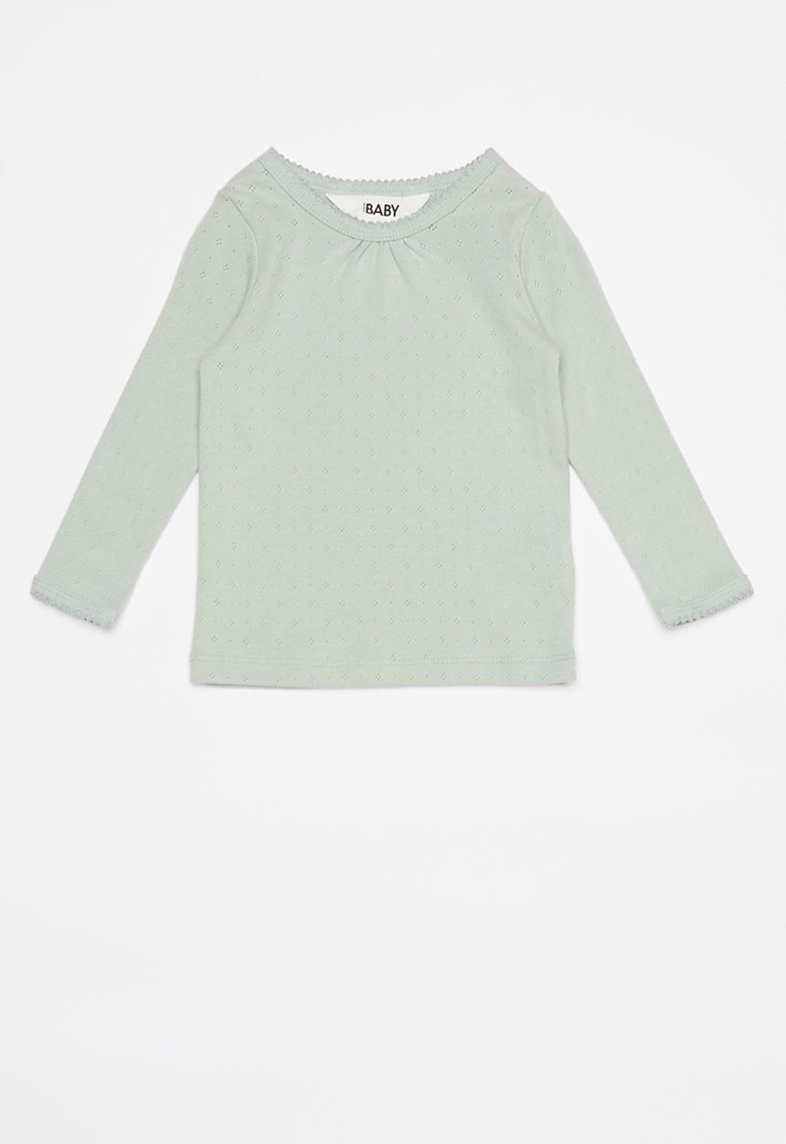 Cotton On - 2 Pack Mich long sleeve pointelle top  - dusty berry & stone green