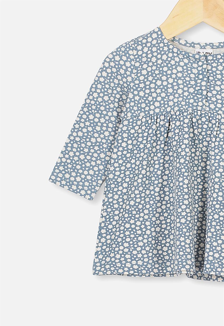Cotton On - Molly long sleeve dress - deep pool blue edith floral
