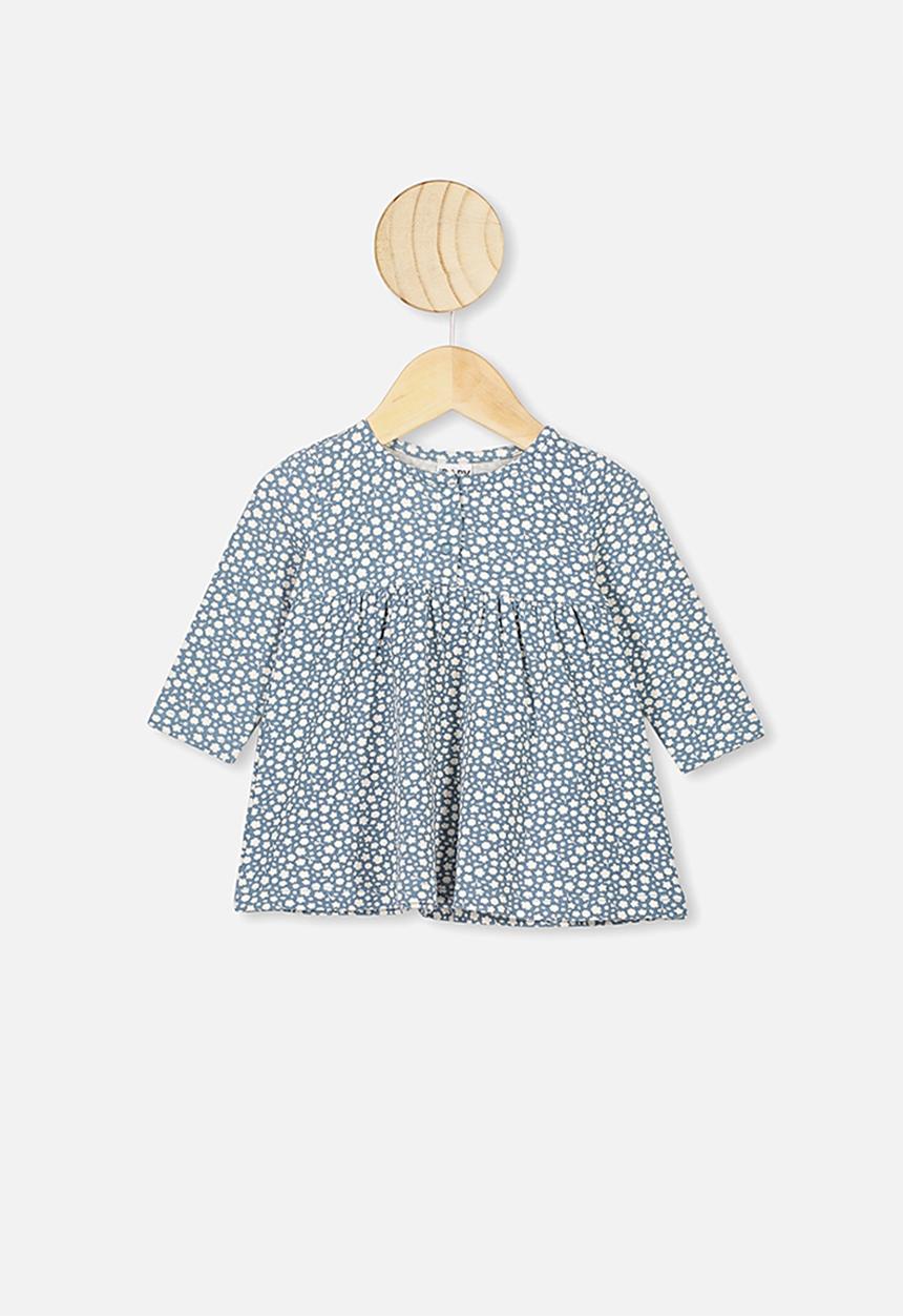 Cotton On - Molly long sleeve dress - deep pool blue edith floral