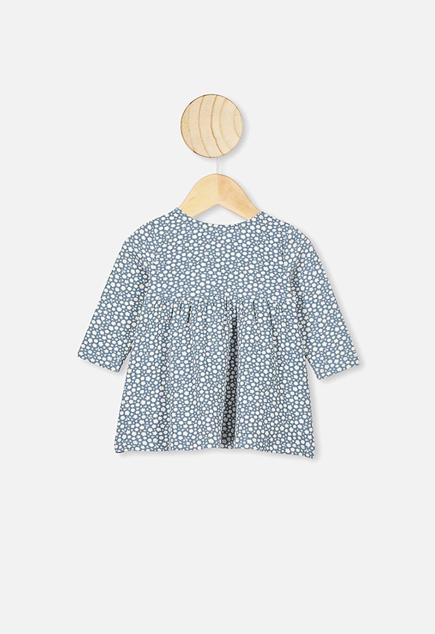 Cotton On - Molly long sleeve dress - deep pool blue edith floral