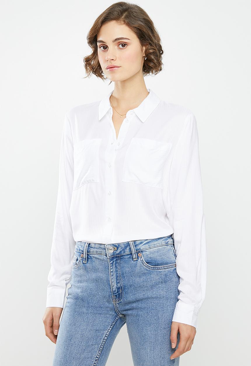 Jacqueline de Yong - Tom long sleeve shirt - white