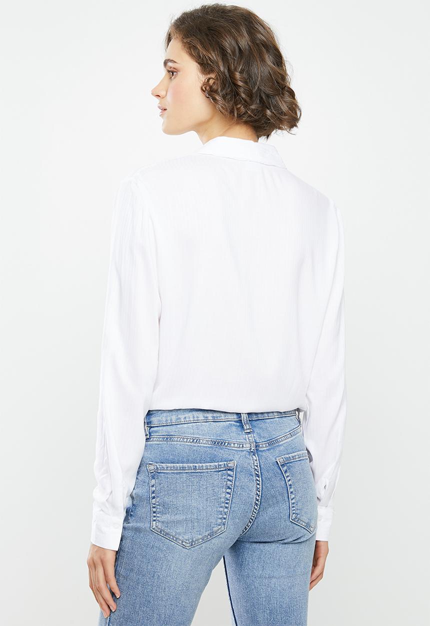 Jacqueline de Yong - Tom long sleeve shirt - white