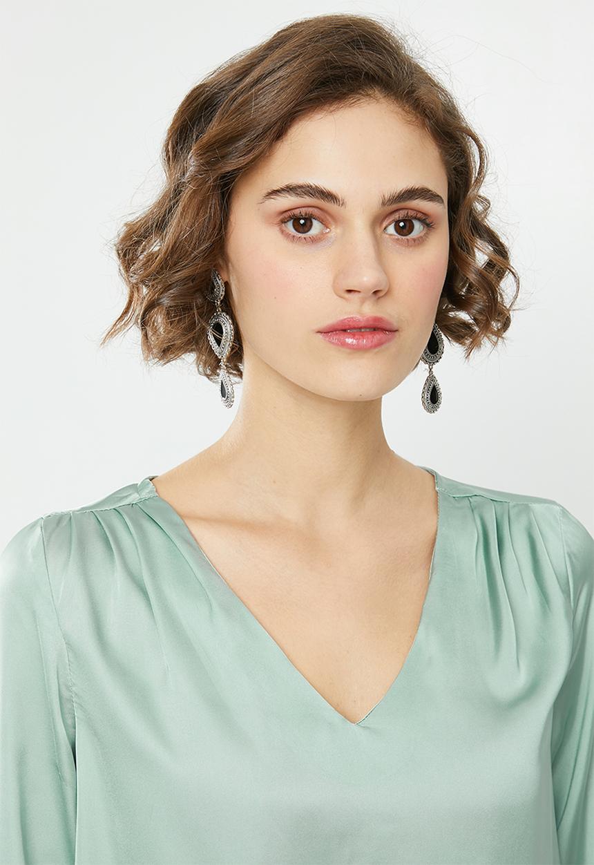 ONLY - Faby long sleeve V-neck top - soft mint  