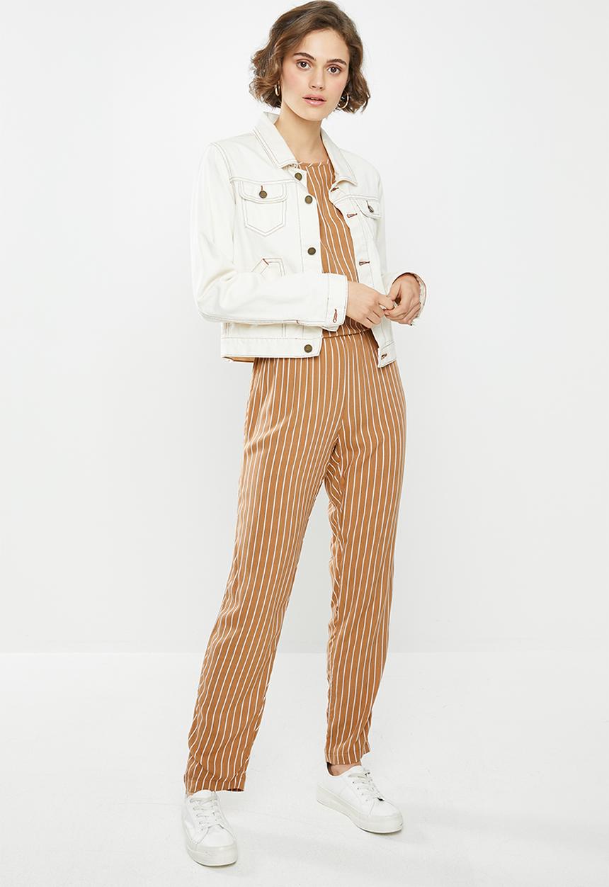 Jacqueline de Yong - Starr life pants - brown & white 