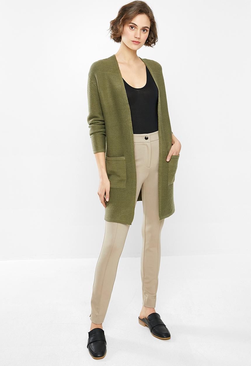 Jacqueline de Yong - Mollo long sleeve structure cardigan - olive