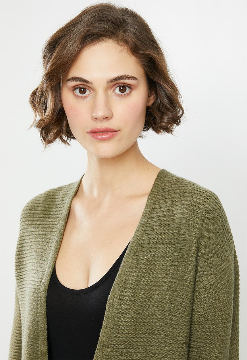 Jacqueline de Yong - Mollo long sleeve structure cardigan - olive