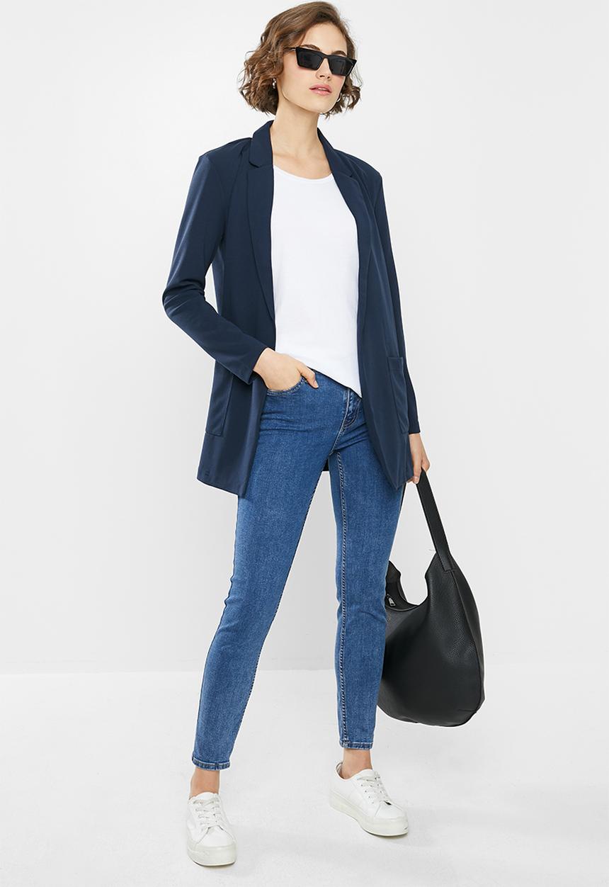 Jacqueline de Yong - One catia treat long sleeve blazer - navy