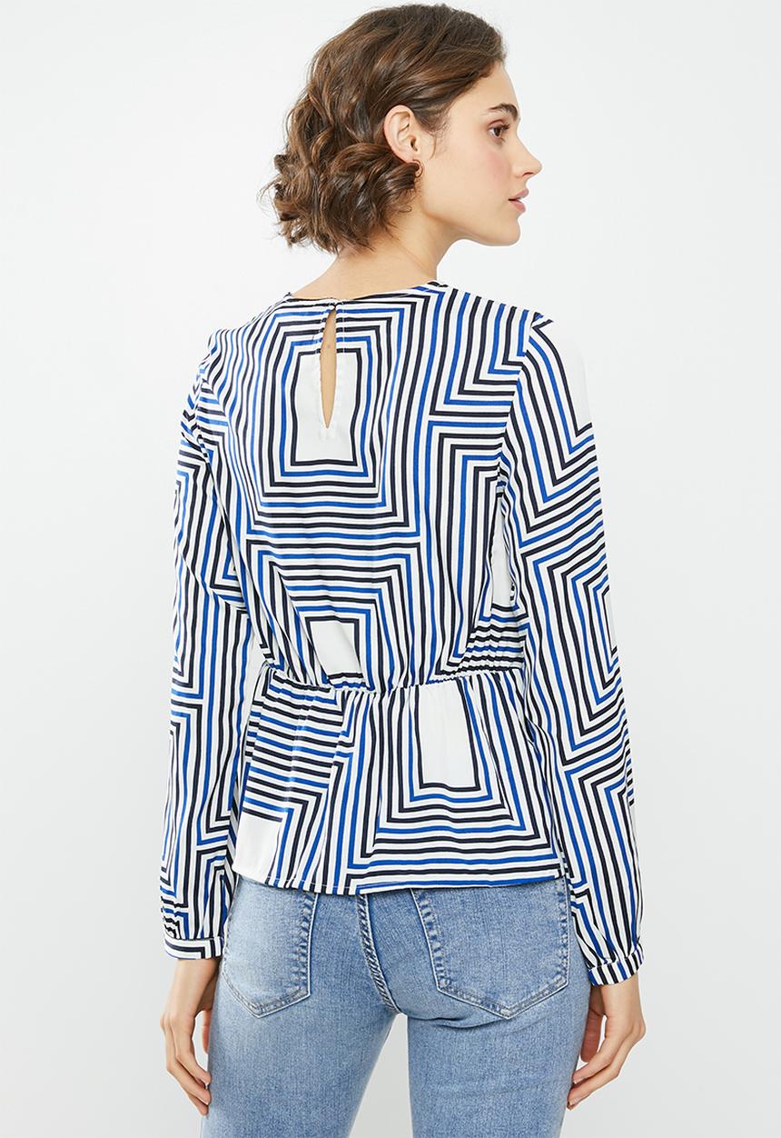 Vero Moda - Mezy long sleeve top - blue & white