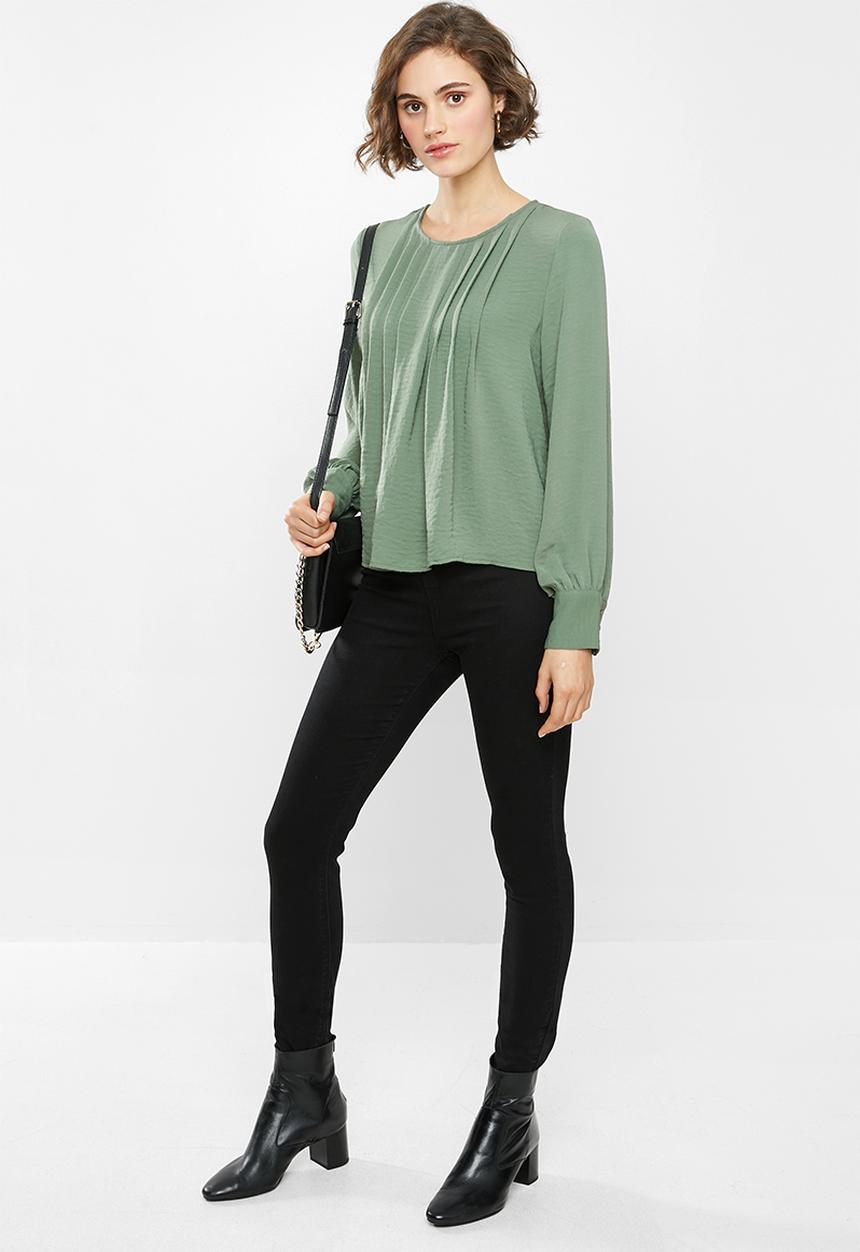Vero Moda - Wigga long sleeve pleat top vip - laurel wreath