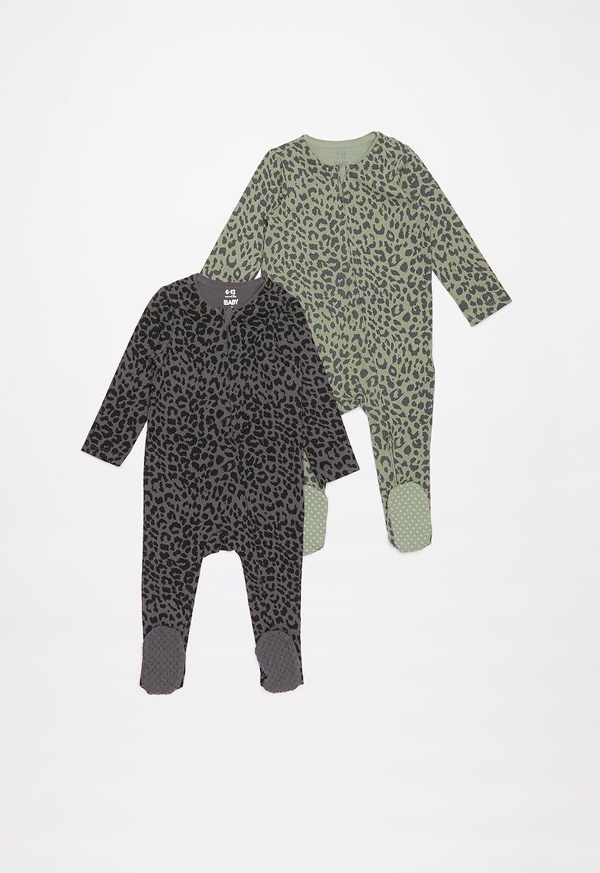 Cotton On - 2 pack long sleeve zip through romper - multi 